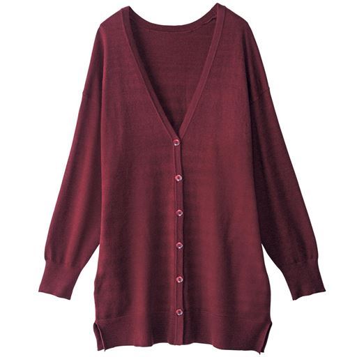 【レディース】 ニットカーディガン ■カラー：ワイン ■サイズ：M,L,LL,3L