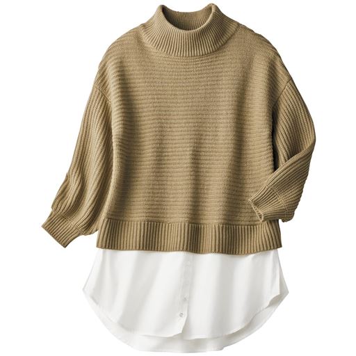 70%OFF【レディース】 フェイクレイヤードニットプルオーバー 