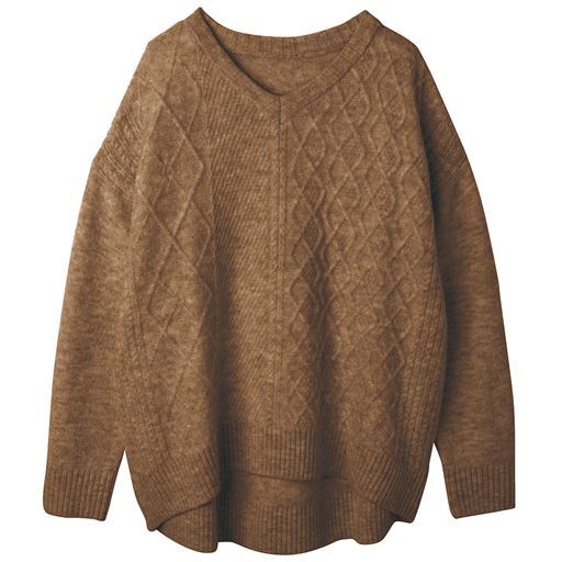 70%OFF【レディース大きいサイズ】 【ぽっちゃりさんサイズ】着心地ふわりあったか ケーブル編みニットチュニック - セシール 