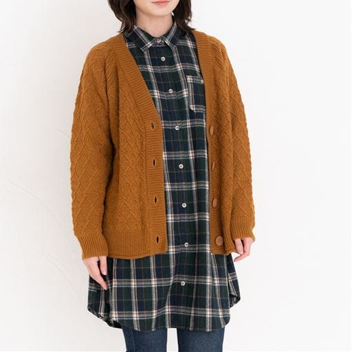 1196円OFF！＜セシール＞ 29%OFF【レディース】 【ぽっちゃりさんサイズ】重ね着風チェック切替プルオーバー ■カラー：モカ ■サイズ：LL3L4L5L