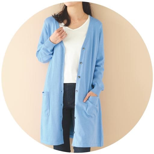 2647円OFF！＜セシール＞ 70%OFF【レディース】 Vネックロングカーディガン(事務服・速乾・UVカット・抗菌防臭・手洗いOK) - セシール ■カラー：スモークピンク ■サイズ：SM