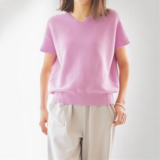 70%OFF【レディース】 ガーター編み Vネックコクーンニット - セシール 