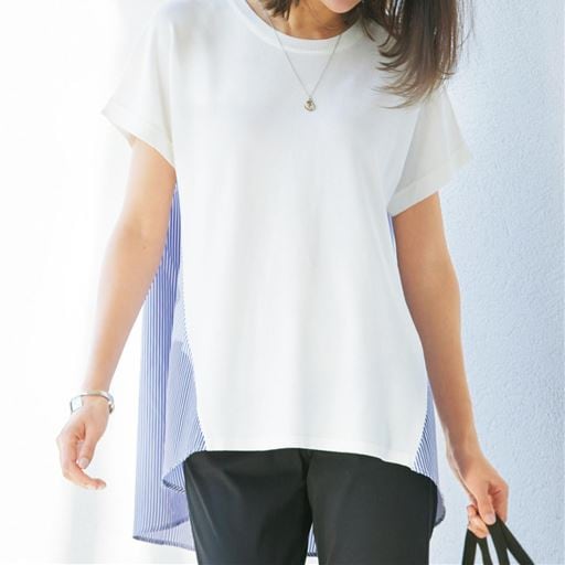70%OFF【レディース】 異素材切り替えニット - セシール 