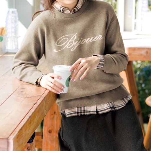 【レディース】 ジャカードロゴニット 