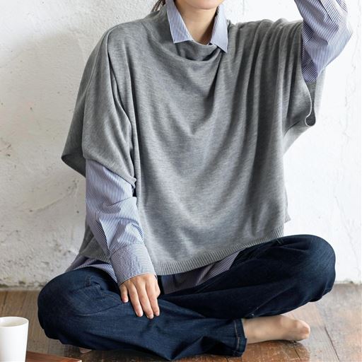 30%OFF【レディース】 ポンチョ風ニットプルオーバー - セシール 