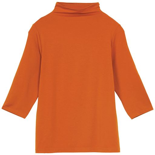 70%OFF【レディース】 テンセル&trade;繊維混ボトルネック七分袖Tシャツ(日本製) ■カラー：ディープオレンジ ■サイズ：S