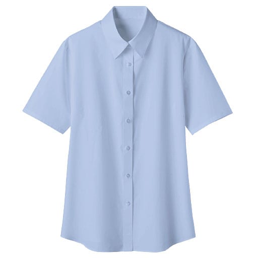 【レディース】 形態安定レギュラーカラーシャツ(半袖)(UVカット・抗菌防臭・洗濯機OK・部屋干しOK) ■カラー：サックスブルー ■サイズ：MT, LT