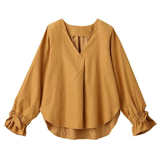 69%OFF【レディース】 袖リボンブラウス ■カラー：マスタード ■サイズ：7P,9P