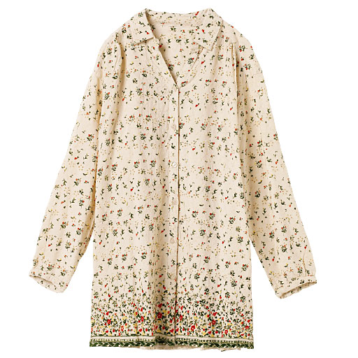 69%OFF【レディース】 刺しゅう使いスキッパーチュニック - セシール ■カラー：クリーム・パネル花柄 ■サイズ：M