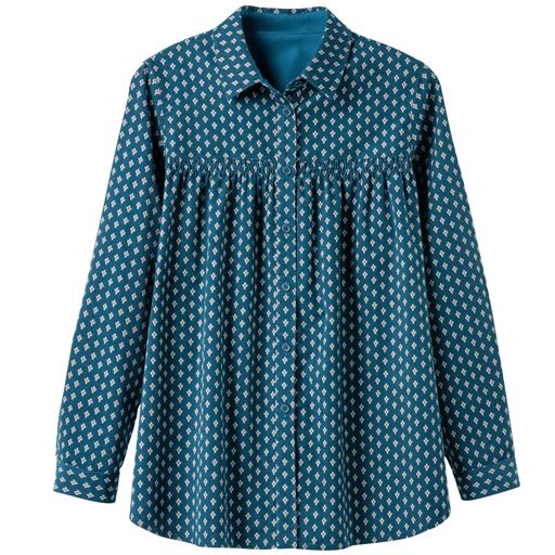 69%OFF【レディース】 コーデュロイシャツ - セシール ■カラー：ティールグリーン(小紋柄) ■サイズ：S