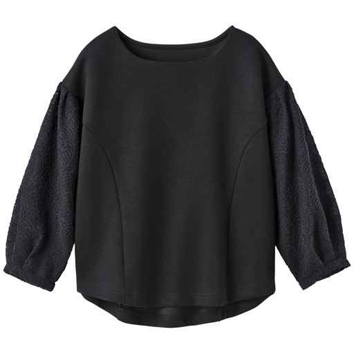 69%OFF【レディース】 袖レースプルオーバー - セシール ■カラー：ブラック ■サイズ：M