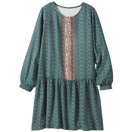 69%OFF【レディース大きいサイズ】 パネルプリントチュニック ■カラー：グリーン系 ■サイズ：L,LL