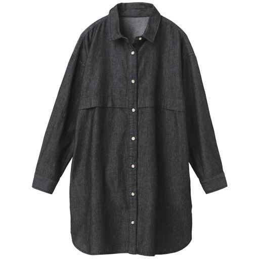 49%OFF【レディース】 ハンサムデニムロングシャツ - セシール ■カラー：ブラック ■サイズ：S