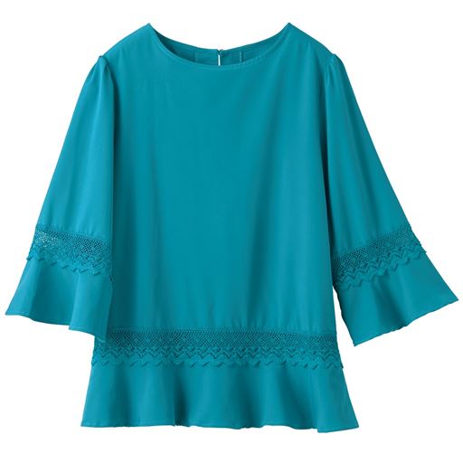 49%OFF【レディース】 レース使いブラウス ■カラー：ティールグリーン ■サイズ：M,L,LL,3L