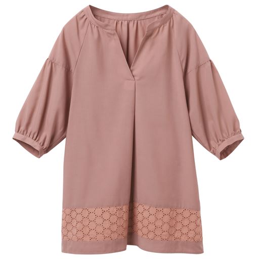 49%OFF【レディース】 レース切り替えチュニック - セシール ■カラー：セピアローズ ■サイズ：M