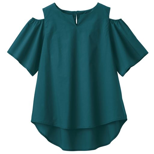 49%OFF【レディース】 肩出しキーネックブラウス - セシール ■カラー：ノアールブルー ■サイズ：S,M,L,LL
