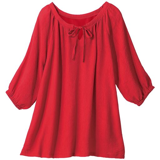 59%OFF【レディース大きいサイズ】 楊柳デザインブラウス - セシール ■カラー：レッド ■サイズ：L,LL,3L,4L,5L,6L