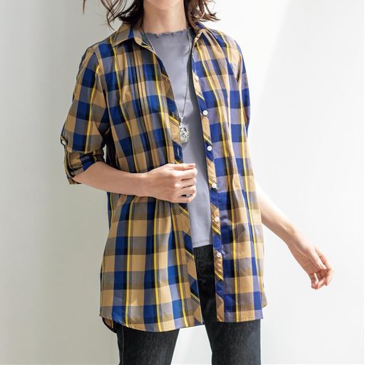50%OFF【レディース】 UVケア綿混スキッパーチュニック(洗濯機OK)/シャツチュニック - セシール ■カラー：キャメル系 ■サイズ：S,M