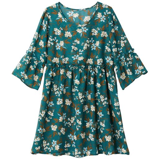 50%OFF【レディース大きいサイズ】 花柄プリントチュニック - セシール ■カラー：グリーン ■サイズ：L,LL,3L