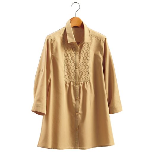 70%OFF【レディース】 胸元レースブラウス ■カラー：ベージュ ■サイズ：LL