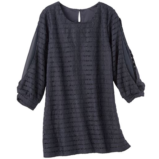 60%OFF【レディース】 シアーボーダーチュニック - セシール ■カラー：ネイビー ■サイズ：S,M