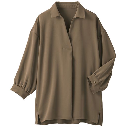 50%OFF【レディース】 大人上品なスキッパーブラウス - セシール ■カラー：アンティックブラウン ■サイズ：S,M,L