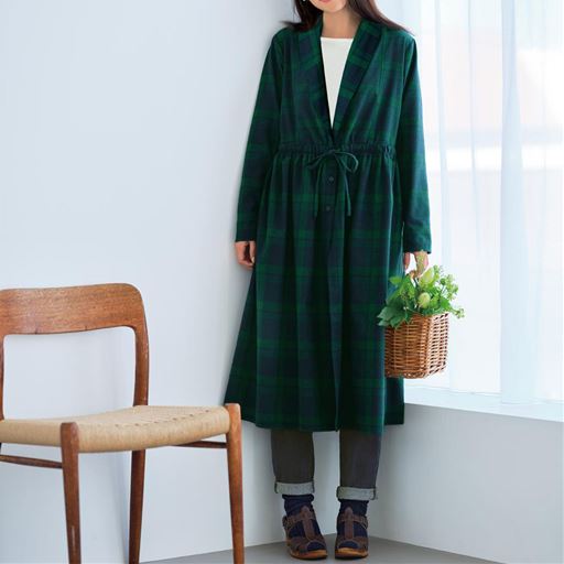 60%OFF【レディース大きいサイズ】 【ぽっちゃりさんサイズ】ロングシャツカーディガン - セシール ■カラー：グリーン系 ■サイズ：LL,3L,4L,5L,6L