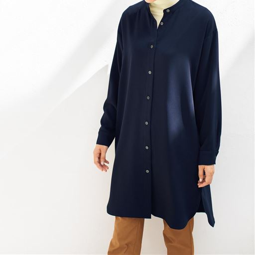 50%OFF【レディース】 大人上品なロングシャツ(洗濯機OK) - セシール ■カラー：ネイビー ■サイズ：S