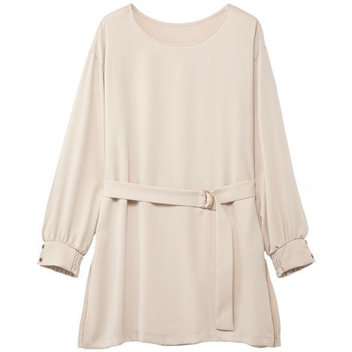 60%OFF【レディース】 大人上品なベルト付きチュニック(洗濯機OK) ■カラー：シルクベージュ ■サイズ：3L