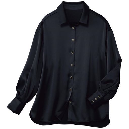 50%OFF【レディース】 ボリュームスリーブブラウス - セシール ■カラー：ブラック ■サイズ：L,LL