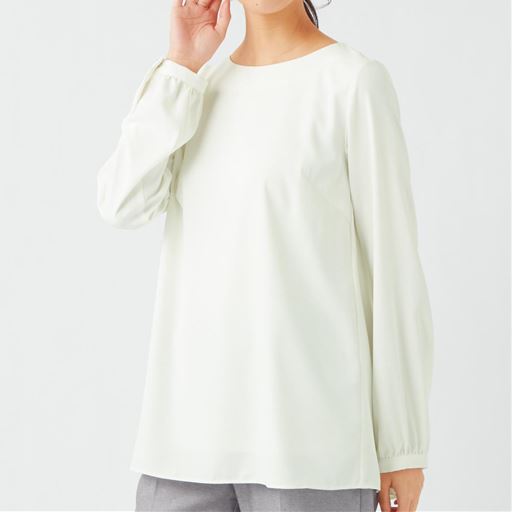50%OFF【レディース大きいサイズ】 【ぽっちゃりさんサイズ】バックシャンブラウス(裏地付き)(洗濯機OK) - セシール ■カラー：オフホワイト ■サイズ：L,LL,3L,4L,5L,6L