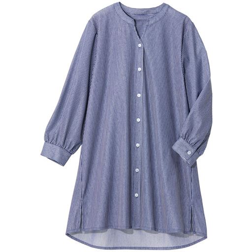50%OFF【レディース大きいサイズ】 【ぽっちゃりさんサイズ】カットソーキーネックチュニックシャツ(7分袖) ■カラー：ブルー系 ■サイズ：LL,4L