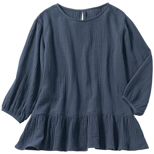 45%OFF【レディース】 ダブルガーゼペプラムブラウス(綿100%・洗濯機OK・大きいサイズ) ■カラー：クラウドブルー ■サイズ：S,M,L,LL,3L,4L