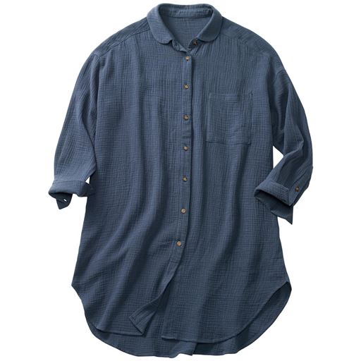 45%OFF【レディース】 ダブルガーゼロングシャツ(綿100%・洗濯機OK・大きいサイズ) ■カラー：クラウドブルー ■サイズ：S,M,L