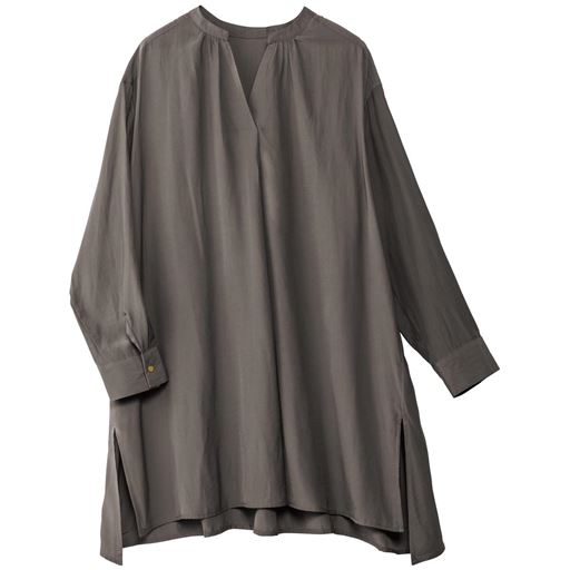 45%OFF【レディース】 スキッパーチュニックブラウス ■カラー：サンドグレー ■サイズ：L,LL