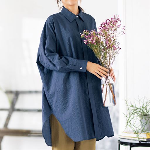 45%OFF【レディース】 オーバーシャツ ■カラー：ブルー ■サイズ：M-L,LL-3L