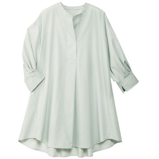 35%OFF【レディース】 スリットネックAラインブラウス - セシール ■カラー：スカイグレー ■サイズ：L,LL,3L