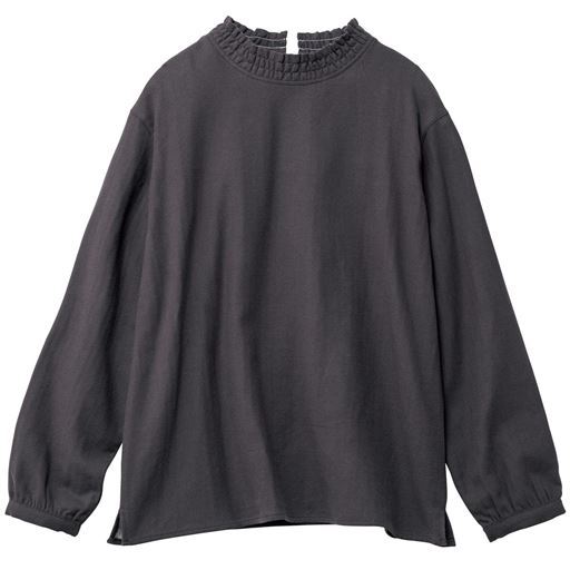 ＜セシール＞ 70%OFF【レディース】起毛ガーゼのシャーリング衿ブラウス(綿100%・洗濯機OK) - セシール ■カラー：チャコールグレー ■サイズ：M