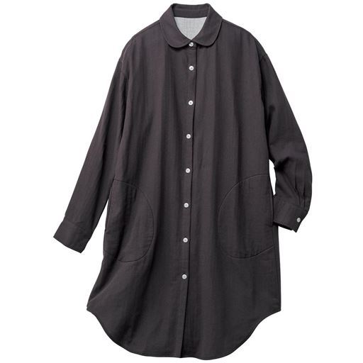 30%OFF【レディース】 起毛ガーゼの丸衿チュニック(綿100%・洗濯機OK) ■カラー：チャコールグレー ■サイズ：M,L,LL,3L