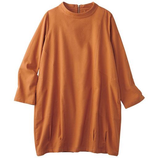 【レディース】 スタンドカラーコクーンチュニック - セシール ■カラー：オレンジ ■サイズ：LL,M,L