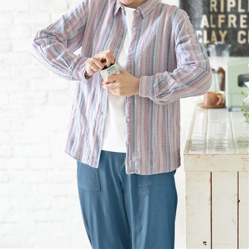 【レディース】 ダブルガーゼシャツ 