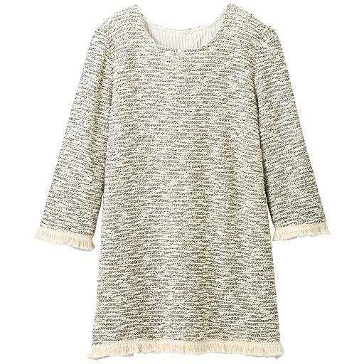 69%OFF【レディース】 カットソーツイードチュニック - セシール ■カラー：グレー系 ■サイズ：L,LL