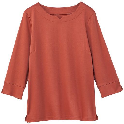 60%OFF【レディース】 キーネック7分袖Tシャツ(綿100%) ■カラー：アンバーブラウン ■サイズ：M
