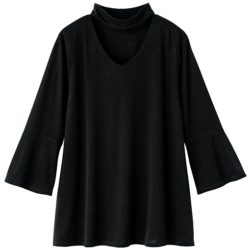 69%OFF【レディース】 チョーカー風Vネックプルオーバー - セシール ■カラー：ブラック ■サイズ：M,L,3L