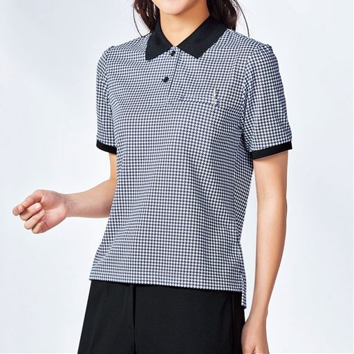 45%OFF【レディース】 カットソーポロブラウス(事務服・洗濯機OK) - セシール ■カラー：チドリ ■サイズ：S,M,L