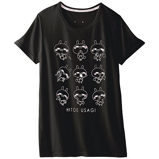【レディース】 プリントTシャツ(ひとえうさぎ) - セシール ■カラー：ブラック ■サイズ：M,L