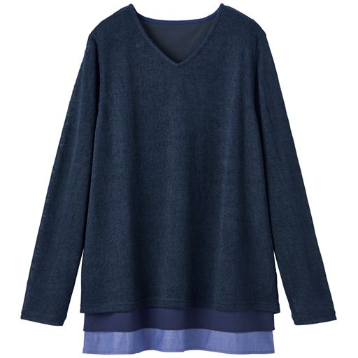 69%OFF【レディース】 裾切替えフェイクレイヤード ■カラー：ネイビー系 ■サイズ：S