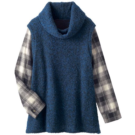 50%OFF【レディース】 ベスト風フェイクレイヤード - セシール ■カラー：ネイビー系 ■サイズ：M
