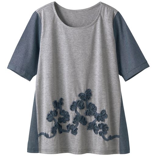 49%OFF【レディース】 デコラティブチュニックプルオーバー(半袖) ■カラー：ミックスグレー系 ■サイズ：S,M,L