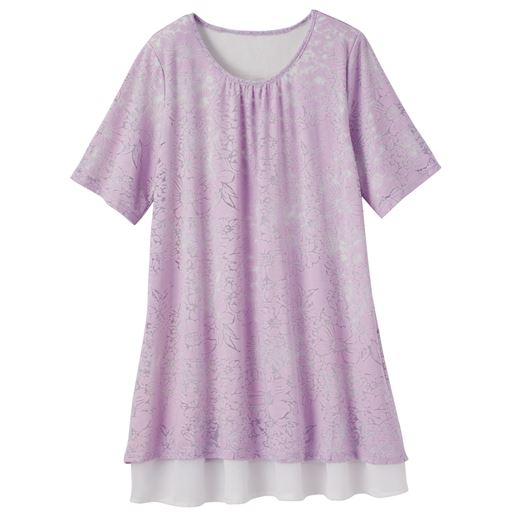 38%OFF【レディース大きいサイズ】 レイヤード風チュニック - セシール ■カラー：ラベンダー ■サイズ：LL,3L,4L